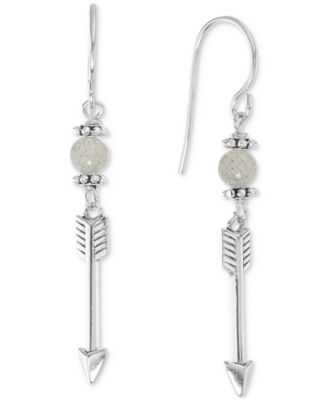 Macy's - Stone Bead & Arrow Linear Drop Earrings in Sterling Silver