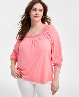 Style & Co - Plus Size Square-Neck 3/4-Sleeve Top