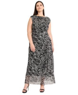 Maggy London - Plus Size Abstract-Print Side-Draped Dress