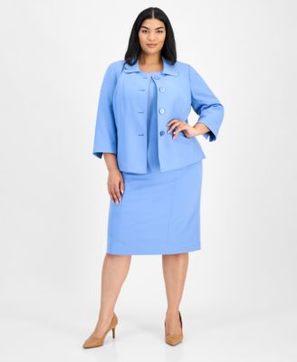 Le Suit - Plus Size Button-Front Boxy Jacket & Sheath Dress