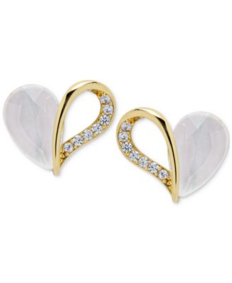 Macy's - Lab Grown White Sapphire Heart Stud Earrings (3-7/8 ct. t.w.) in 14k Gold-Plated Sterling Silver