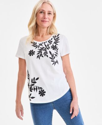 Style & Co - Petite Perfect Printed Crewneck Tee