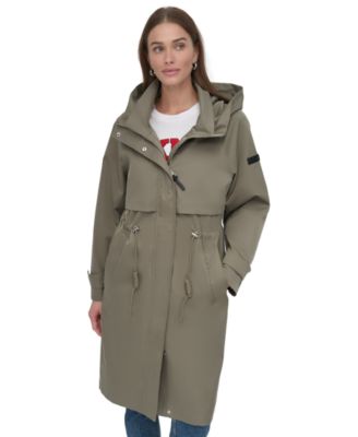 DKNY - Women's Hooded Zip-Front Long Anorak Coat