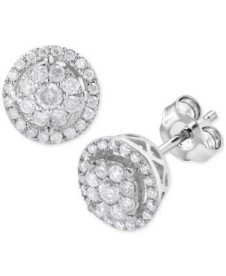 Macy's - Diamond Cluster Round Stud Earrings (1/2 ct. t.w.) in 10k White Gold