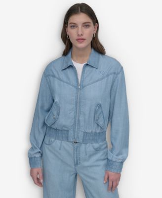 DKNY - Women's Chambray Zip-Front Bomber Jacket