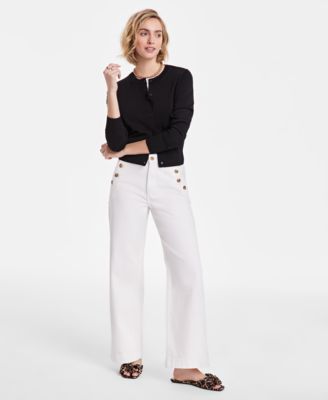 On 34th - Women's Crewneck Button-Front Long-Sleeve Cardigan