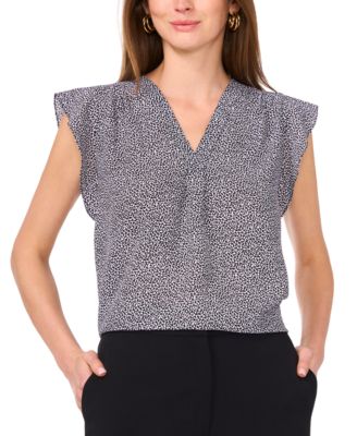 Vince Camuto - Women's Printed Flutter-Sleeve Blouse