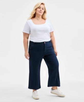 Style & Co - Plus Size Dobby Wide-Leg Cropped Pants