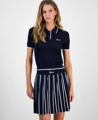 GUESS - Women's Contrast-Tipped Short-Sleeve Polo Top