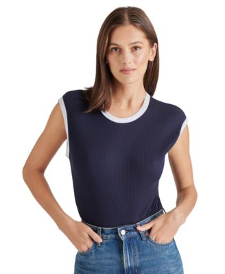 Steve Madden - Women's Aubree Ribbed Ringer Bodysuit