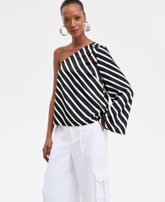 I.N.C. International Concepts - Women's Stripe One-Shoulder Top