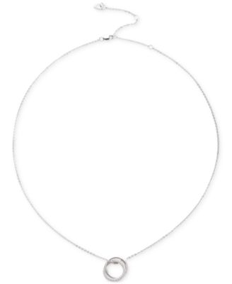Lauren Ralph Lauren - Sterling Silver Cubic Zirconia Pav&eacute; Pendant Necklace, 16" + 3" extender