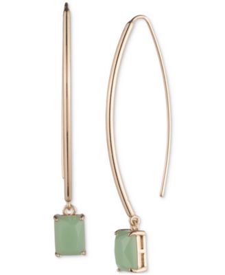 Lauren Ralph Lauren - Gold-Tone Green Stone Threader Earrings