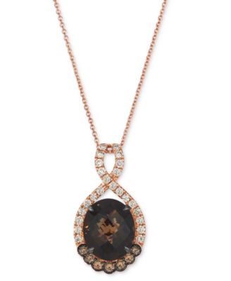 Le Vian - Chocolate Quartz (4-1/4 ct. t.w.), Nude Diamond (3/8 ct. t.w.) & Chocolate Diamond (1/5 ct. t.w.) Pendant Necklace in 14k Rose Gold, 20"