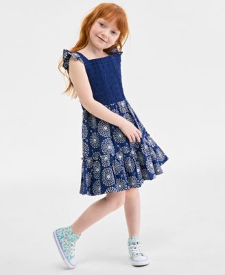 On 34th - Little & Big Girls Eyelet Ruffle-Sleeve Smocked Dress