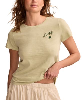 Lucky Brand - Women's Embroidered Lucky Classic Crewneck Cotton T-Shirt