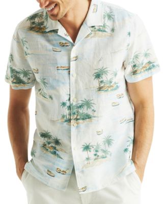 Nautica - Men's Short Sleeve Button-Front Tropical Print Camp Shirt