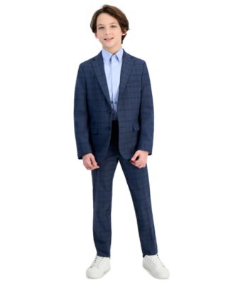 Kenneth Cole Reaction - Big Boys Slim-Fit Plaid Suit