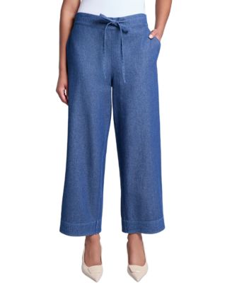 Jones New York - Petite Cotton Tie-Waist Chambray Pants Brand Name