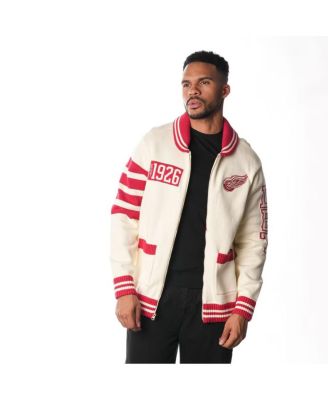 The Wild Collective - Men's and Women's Cream Detroit Red Wings Jacquard Full-Zip Sweater