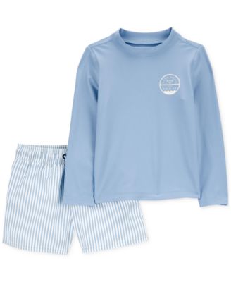 Carter's - Baby Boys 2-Pc. Rash Guard & Striped Swim Trunks Set