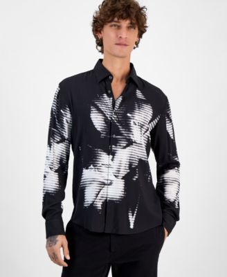 Hugo Boss - Men's Slim-Fit Floral Check Button-Down Shirt