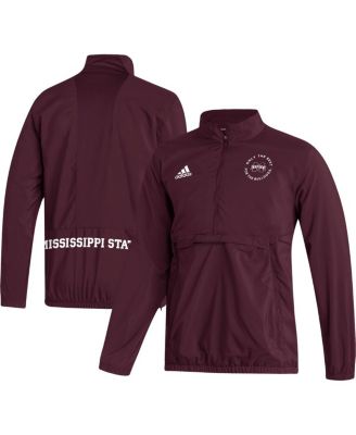 adidas - Men's Maroon Mississippi State Bulldogs AEROREADY Half-Zip Jacket