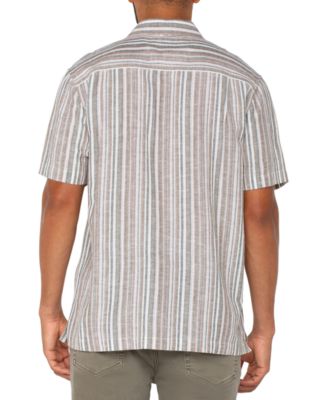 Liverpool Los Angeles - Men's Relaxed Fit Short Sleeve Striped Button-Front Shirt