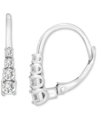 Macy's - Diamond Leverback Hoop Earrings (1/2 ct. t.w.) in 14k White Gold