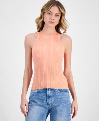 HUGO - Women's Crewneck Ribbed Knit Sleeveless Top