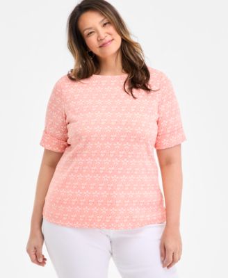 Style & Co - Plus Size Geometric-Print Crewneck Top