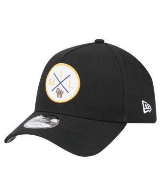 New Era - Men's Black Milwaukee Brewers 9FORTY A-Frame Adjustable Hat
