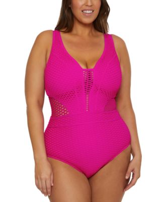 Becca ETC - Plus Size Castaway Textured One-Piece Swimsuit