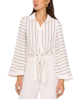 Vince Camuto - Women's Striped Tie-Hem Wide-Sleeve Blouse