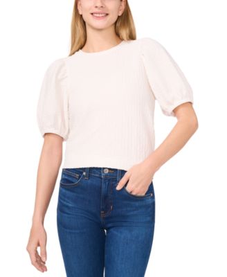 CeCe - Women's Textured Puff-Sleeve Top