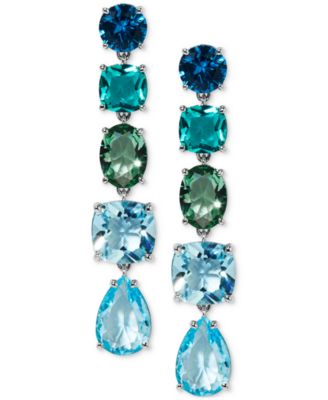 Eliot Danori - Silver-Tone Mixed Stone Linear Drop Earrings