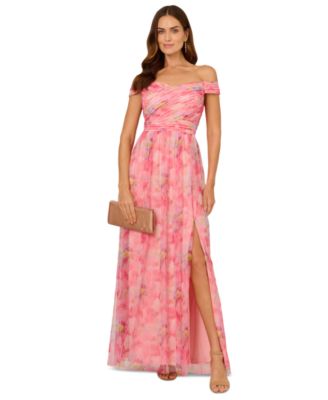 Adrianna Papell - Petite Off-the-Shoulder Tulle Gown