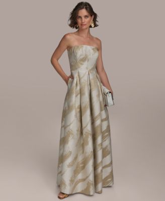 Donna Karan New York - Women's Metallic Jacquard Strapless Ball Gown