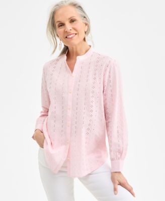 Style & Co - Women's Cotton Eyelet-Embroidered Blouse