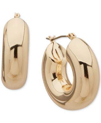 DKNY - Gold-Tone Puffy Small C Hoop Earrings, 0.88"