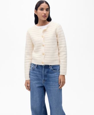 MANGO - Women's Openwork Details Knitted Jacket