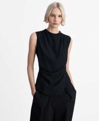 MANGO - Women's Sleeveless Draped Blouse
