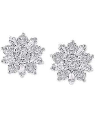 Macy's - Diamond Flower Earrings (3/4 ct. t.w) in 14k White Gold