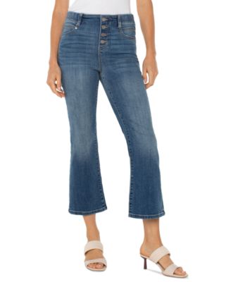 Liverpool Los Angeles - Petite Gia Crop Flare Button Fly Jeans