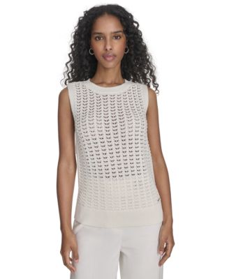 Calvin Klein - Women's Sleeveless Cotton Crochet Top