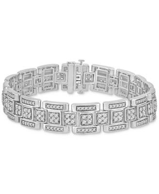 Macy's - Men's Diamond Square Link Bracelet (5 ct. t.w.) in 10k White Gold