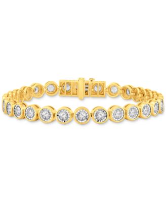Macy's - Men's Diamond Bezel Link Tennis Bracelet (6 ct. t.w.) in 10k Two-Tone Gold