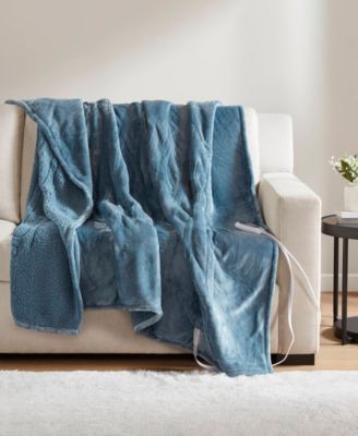 Beautyrest - Oversized Solid Microlight Reverses to Micro Berber Electric Throw