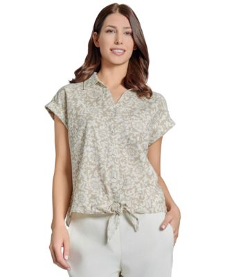 Jones New York - Petite Tied Button-Front Blouse