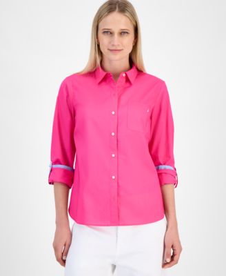 Nautica Jeans - Women's Cotton Roll-Tab Button Shirt